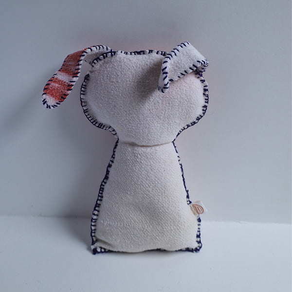 Knuffel Pip - konijn - rood-wit-blanket stitch